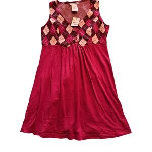 Rocker Girl Juniors Medium Argyle Empire Waist Tunic Dress NWT Y2K